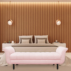 Recamier Olinda Suede Rosa Bebê 160 Cm Pés Torneados Tabaco -