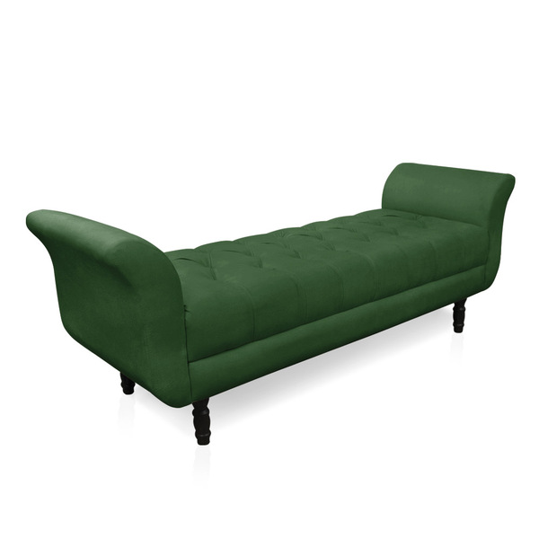 Recamier Olinda Suede Verde 160 Cm Pés Torneados Tabaco - D'r