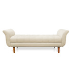 Recamier Olinda Veludo Bege 160 Cm Pés Chanfrado Castanhos M1