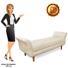 Recamier Olinda Veludo Bege 160 Cm Pés Chanfrado Castanhos M1