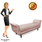 Recamier Olinda Veludo Rosê 160 Cm Pés Torneados Castanhos -