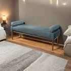 Recamier Puff Luxo Madeira Maciça Berlim Azul