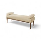 Recamier Puff Luxo Madeira Maciça Berlim Bege Claro