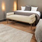 Recamier Puff Luxo Madeira Maciça Berlim Bege Claro