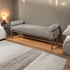 Recamier Puff Luxo Madeira Maciça Berlim Cinza