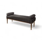 Recamier Puff Luxo Madeira Maciça Berlim Preto