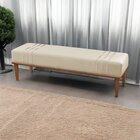 Recamier Puff Luxo Madeira Maciça Maya Bege Claro