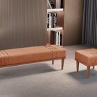 Recamier Puff Luxo Madeira Maciça Maya Terracota