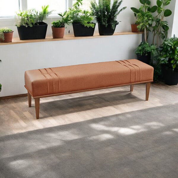 Recamier Puff Luxo Madeira Maciça Maya Terracota