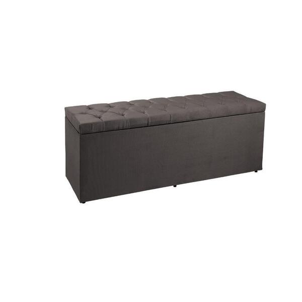 Recamier Sofá Baú Madrid 90 Cm Suede Cinza