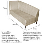 Recamier Valéria 140cm Lado Direito Corano Bege - Amarena Móv