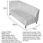 Recamier Valéria 140cm Lado Direito Corano Branco - Amarena M