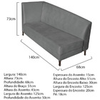 Recamier Valéria 140cm Lado Direito Corano Cinza - Amarena Mó