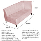 Recamier Valéria 140cm Lado Esquerdo Corano Rosa Bebê- Amaren