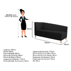 Recamier Valéria 160cm Lado Direito Corano Preto - Doce Sonho