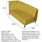 Recamier Valéria 160cm Lado Direito Suede Amarelo - Amarena M