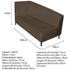 Recamier Valéria 160cm Lado Direito Suede Marrom - Amarena Mó
