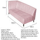 Recamier Valéria 160cm Lado Direito Suede Rosa Bebê - Amarena