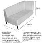 Recamier Valéria 160cm Lado Esquerdo Corano Branco - Amarena