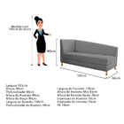 Recamier Valéria 185cm Lado Direito Corano Cinza - Amarena Mó