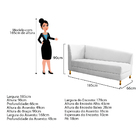 Recamier Valéria 185cm Lado Direito Suede Branco - Doce Sonho