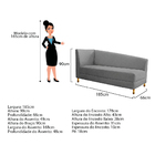 Recamier Valéria 185cm Lado Esquerdo Suede Cinza - Amarena Mó