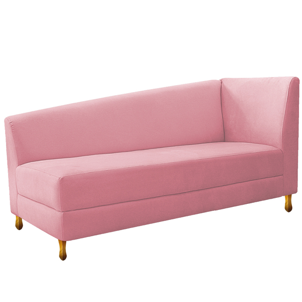 Recamier Valéria 185cm Lado Esquerdo Suede Rosa Bebê - Amaren