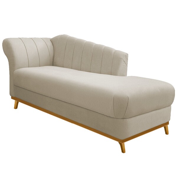 Recamier Vanessa 140cm Lado Direito Suede Bege - Doce Sonho M