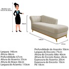 Recamier Vanessa 140cm Lado Direito Suede Bege - Doce Sonho M