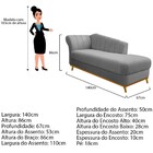 Recamier Vanessa 140cm Lado Direito Suede Cinza - Amarena Móv