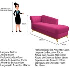 Recamier Vanessa 140cm Lado Direito Suede Pink - Doce Sonho M