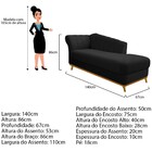 Recamier Vanessa 140cm Lado Direito Suede Preto - Doce Sonho
