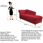 Recamier Vanessa 140cm Lado Direito Suede Vermelho - Doce Son