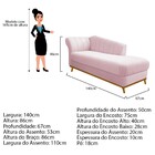 Recamier Vanessa 140cm Lado Esquerdo Corano Rosa Bebê- Amaren