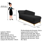 Recamier Vanessa 160cm Lado Direito Corano Preto - Doce Sonho