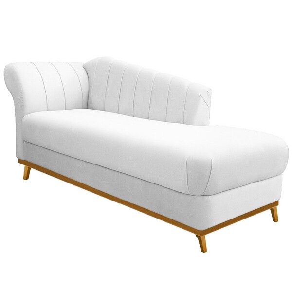 Recamier Vanessa 160cm Lado Direito Suede Branco - Amarena Mó