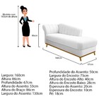 Recamier Vanessa 160cm Lado Direito Suede Branco - Doce Sonho