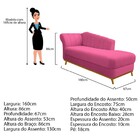 Recamier Vanessa 160cm Lado Esquerdo Corano Pink - Amarena Mó