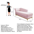 Recamier Vanessa 160cm Lado Esquerdo Corano Rosa Bebê- Amaren