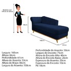 Recamier Vanessa 160cm Lado Esquerdo Suede Azul Marinho - Ama