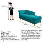 Recamier Vanessa 160cm Lado Esquerdo Suede Azul Turquesa - Am