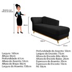 Recamier Vanessa 160cm Lado Esquerdo Suede Preto - Amarena Mó