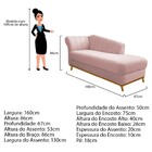 Recamier Vanessa 160cm Lado Esquerdo Suede Rosê - Doce Sonho