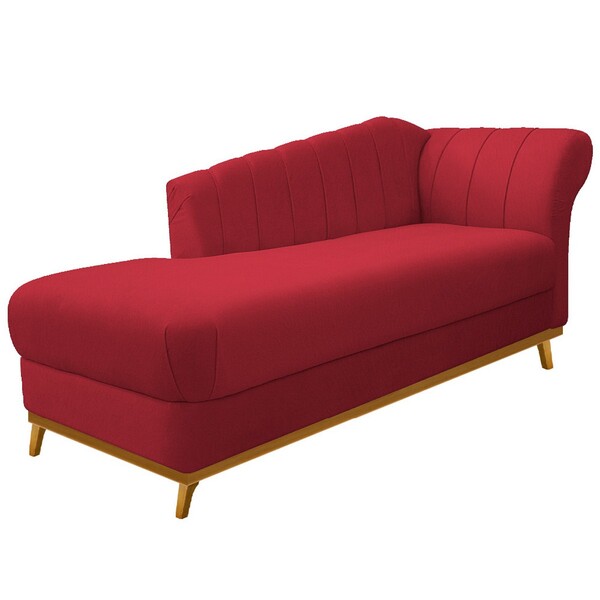 Recamier Vanessa 160cm Lado Esquerdo Suede Vermelho - Amarena