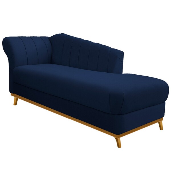 Recamier Vanessa 185cm Lado Direito Suede Azul Marinho - Doce