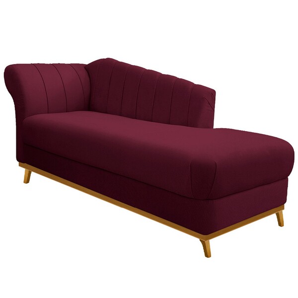 Recamier Vanessa 185cm Lado Direito Suede Bordô - Doce Sonho