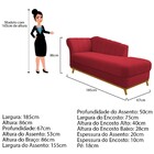 Recamier Vanessa 185cm Lado Direito Suede Vermelho - Amarena
