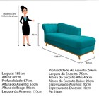 Recamier Vanessa 185cm Lado Esquerdo Suede Azul Turquesa - Do