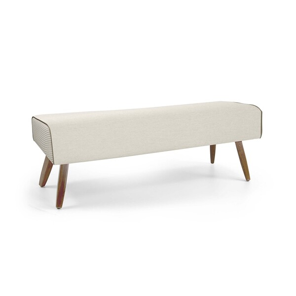 Recamier Viseo 120 Cm Linho Bege B-172 Pés De Madeira D07 - D