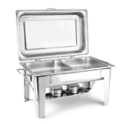 Rechaud 9l De Aço Inox Reforçado Com 2 Cubas Retangular Hercu